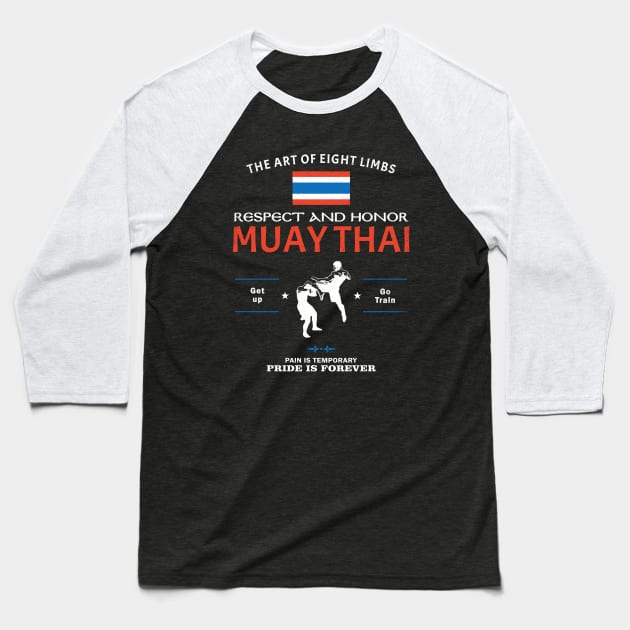 Muay Thai Fighter Baseball T-Shirt by NicGrayTees